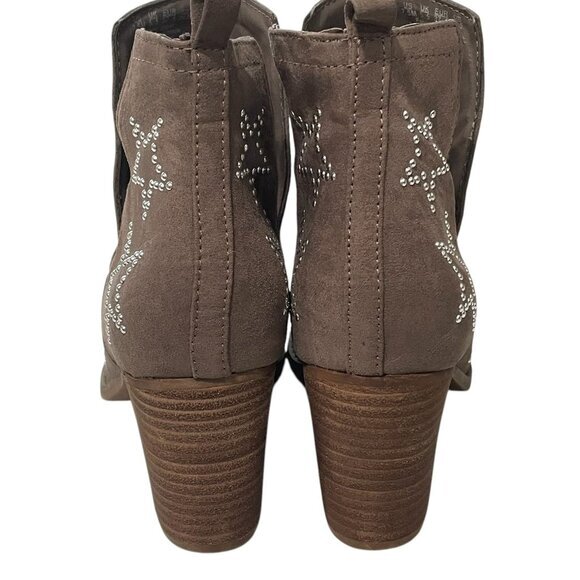 Carlos By Carlos Santana Westerly Womens Star Studded‎ Taupe Suede Ankle Booties - Picture 7 of 11